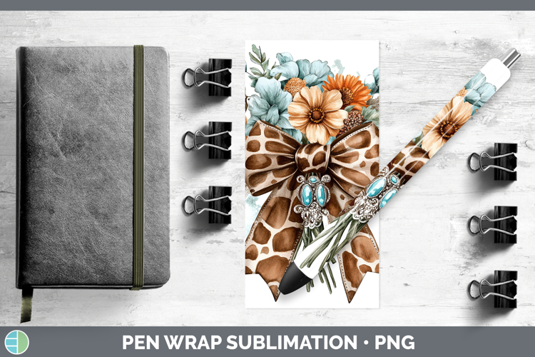 Coquette Bow Giraffe Pen Wrap Sublimation Pen Designs
