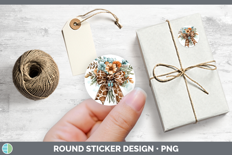 Coquette Bow Giraffe Stickers | Round Labels Designs