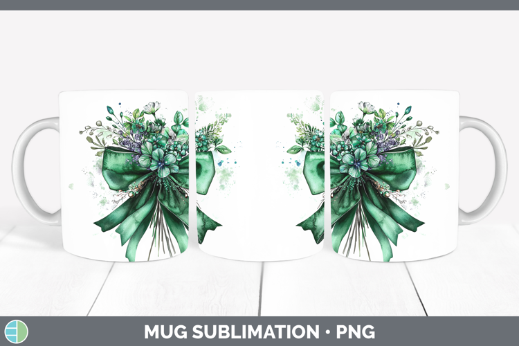 Coquette Bow Green Mug Wrap Sublimation Coffee Cup Designs