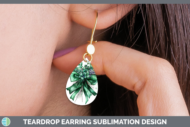 Coquette Bow Green Teardrop Earrings Sublimation Earrings De