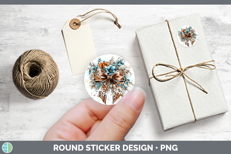 Coquette Bow Leopard Stickers | Round Labels Designs