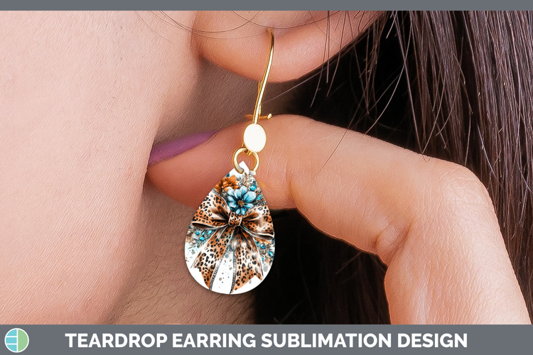 Coquette Bow Leopard Teardrop Earrings Sublimation Earrings