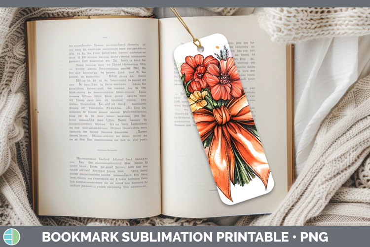 Coquette Bow Orange Bookmark Sublimation Printable Designs