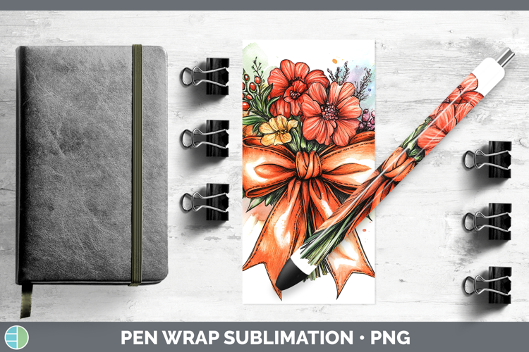 Coquette Bow Orange Pen Wrap Sublimation Pen Designs