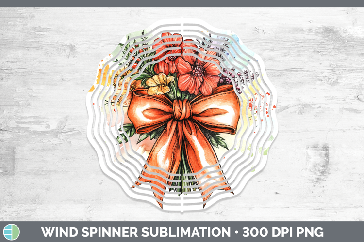 Coquette Bow Orange Wind Spinner Sublimation Spinner Designs