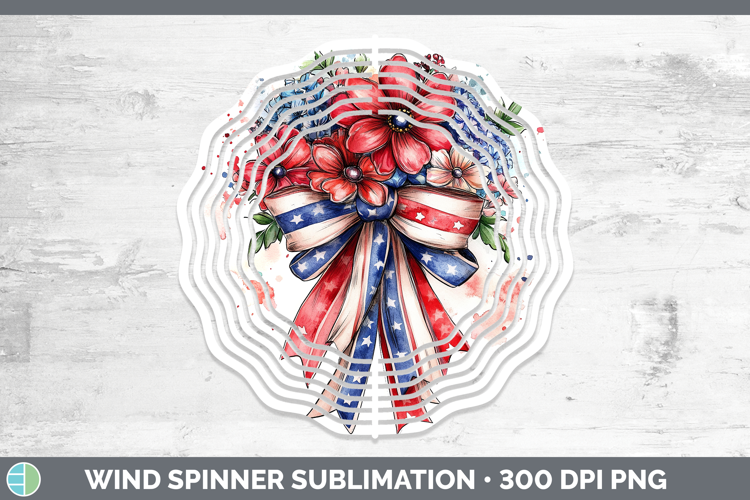 Coquette Bow Patriotic Wind Spinner Sublimation Spinner Desi