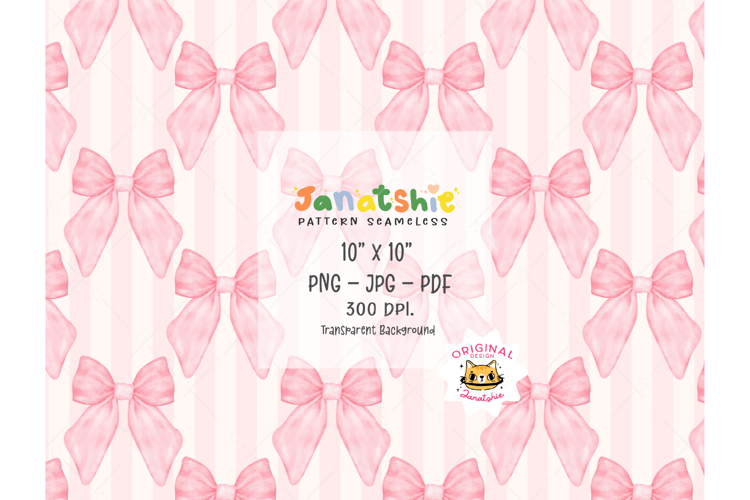Preppy Coquette Pink Bow Seamless Pattern PNG, UV DTF print