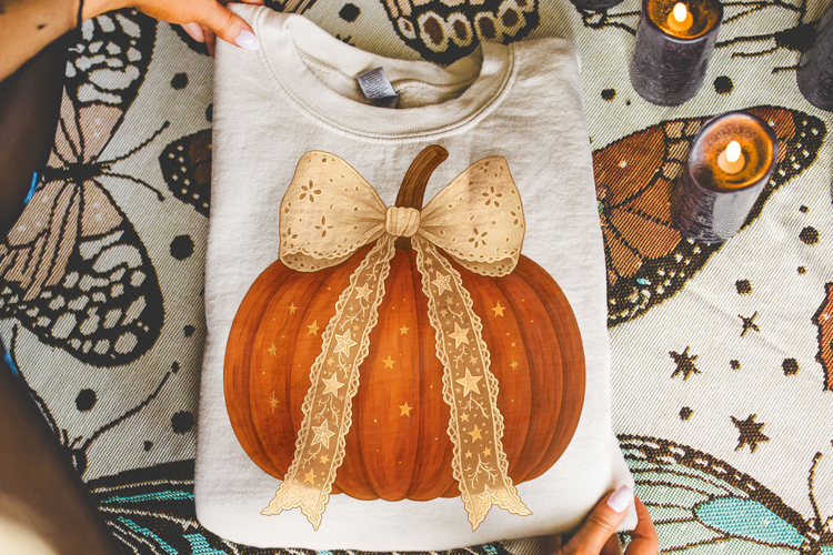 Pumpkin Coquette Bow PNG, Halloween PNG, Fall PNG, Autumn