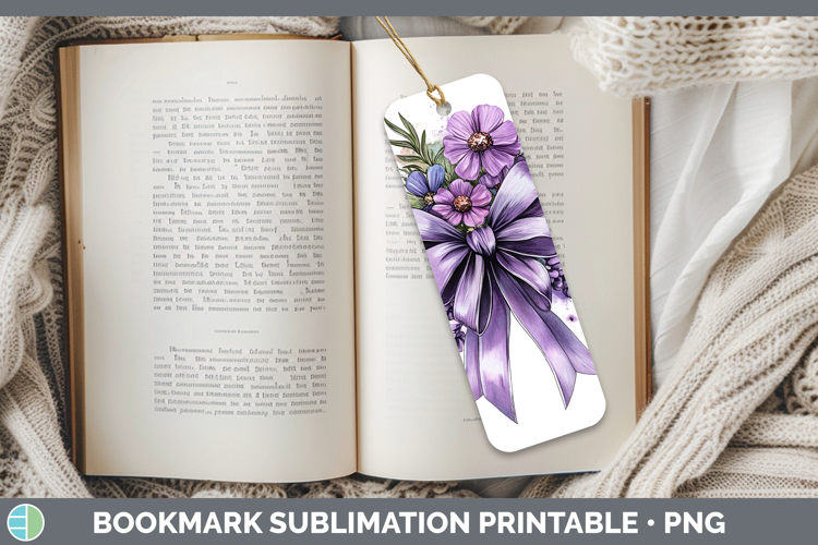 Coquette Bow Purple Bookmark Sublimation Printable Designs