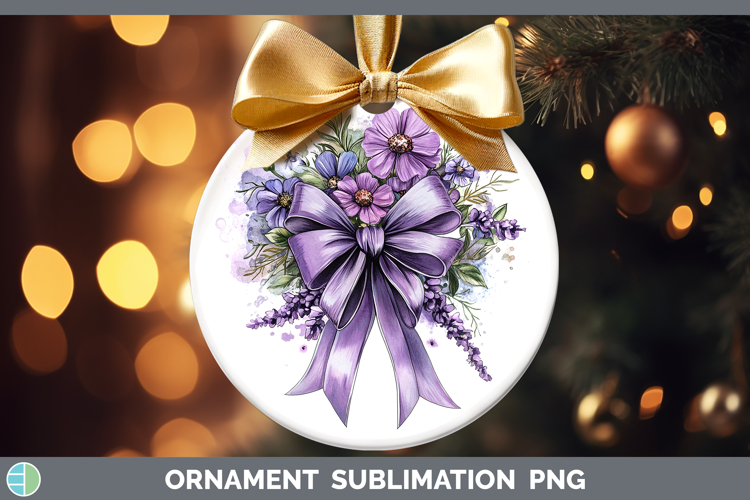 Coquette Bow Purple Ornament Sublimation Bauble Designs