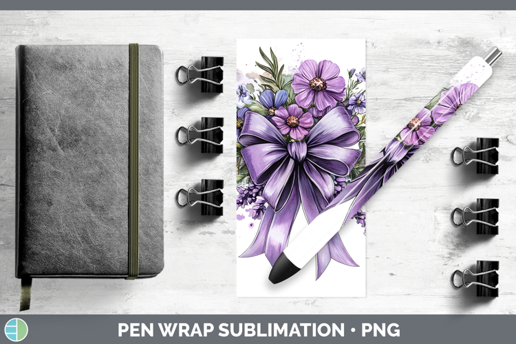 Coquette Bow Purple Pen Wrap Sublimation Pen Designs
