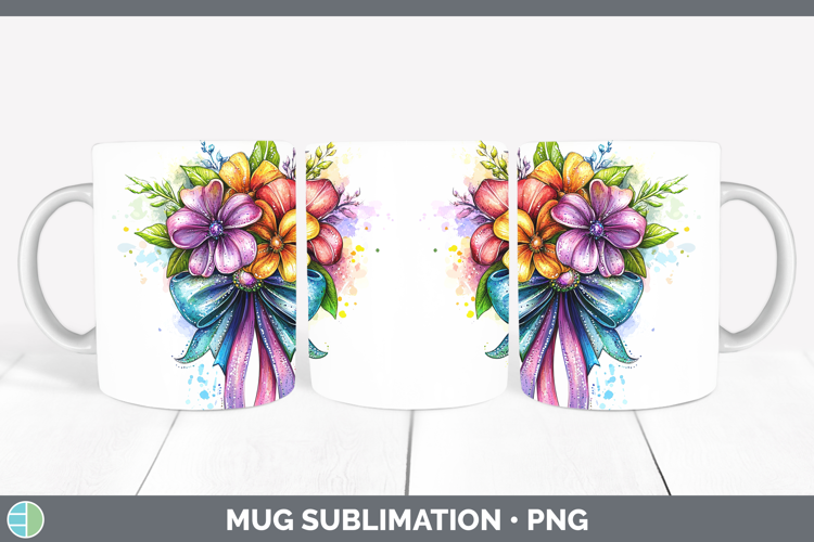 Coquette Bow Rainbow Mug Wrap Sublimation Coffee Cup Designs