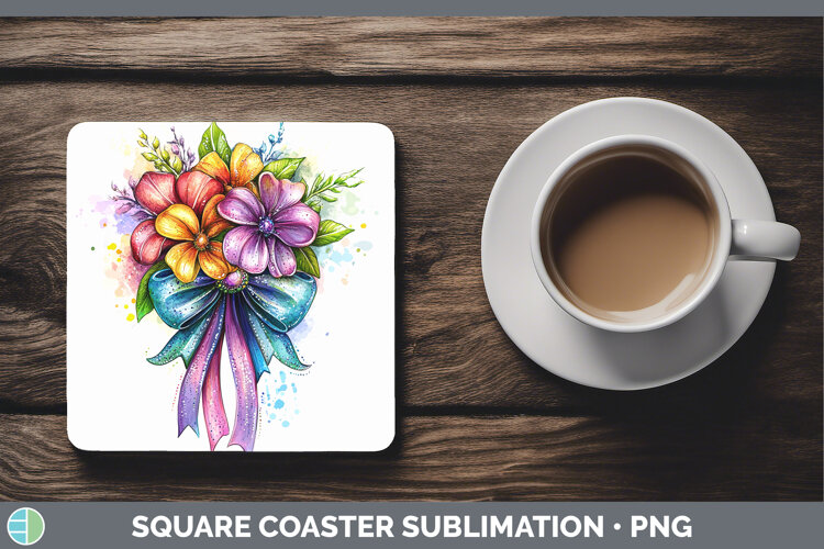 GorgeousCoquette Bow Square Coaster design.