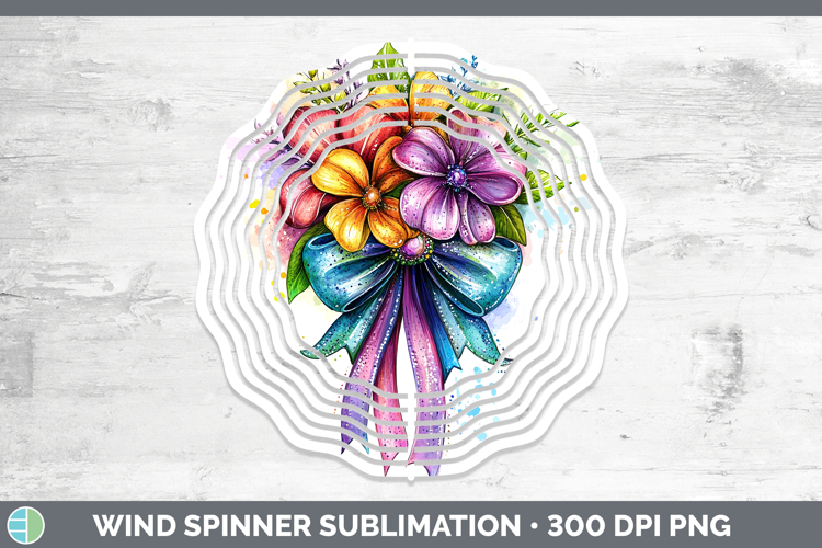 Coquette Bow Rainbow Wind Spinner Sublimation Spinner Design