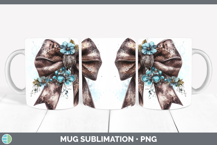 Coquette Bow Snake Mug Wrap Sublimation Coffee Cup Designs