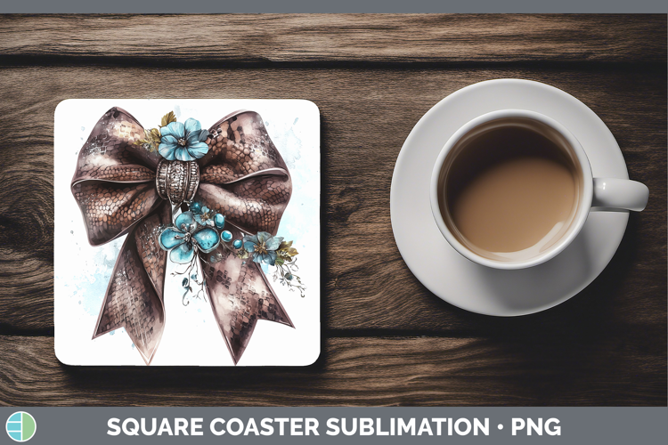 Coquette Bow Snake Square Coaster Sublimation Coaster Design