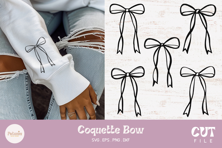 Ribbon Bow Outline SVG | Coquette Bow SVG