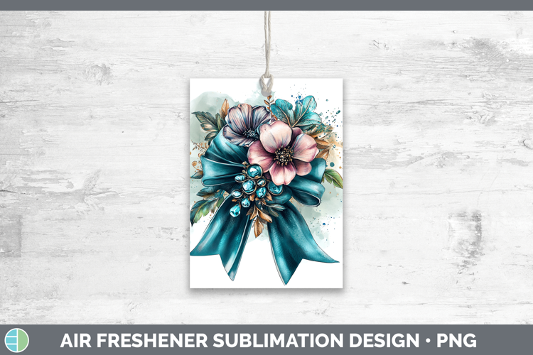 Coquette Bow Teal Air Freshener Sublimation Car Freshener De