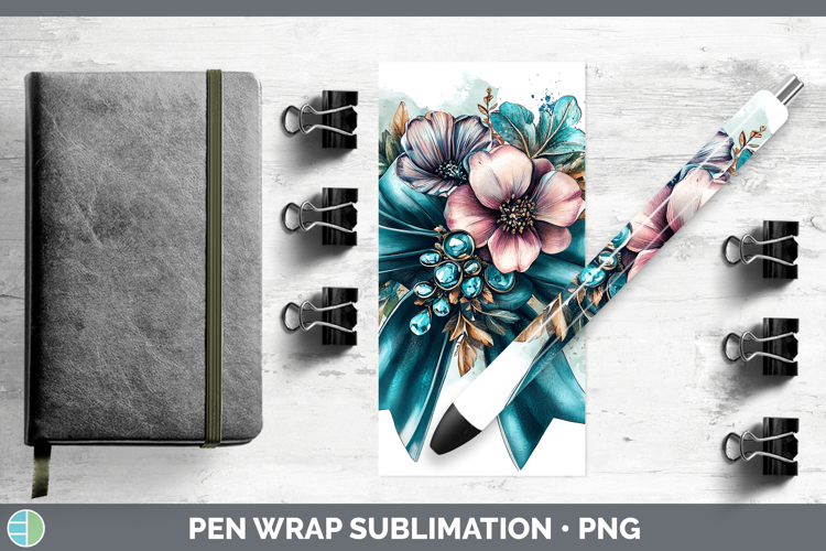 Coquette Bow Teal Pen Wrap Sublimation Pen Designs