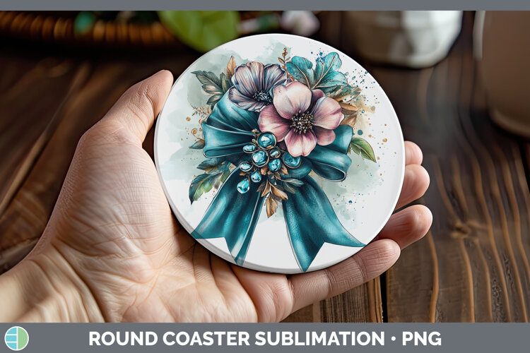 GorgeousCoquette Bow Round Coaster design.