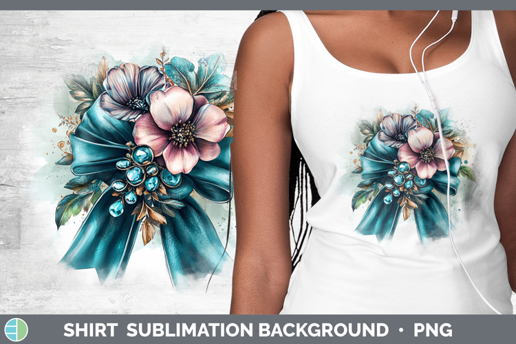 Coquette Bow Teal Shirt Sublimation Sublimation Background D