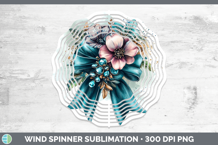 Coquette Bow Teal Wind Spinner Sublimation Spinner Designs