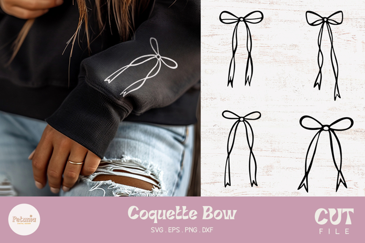 Ribbon Bow Outline SVG | Coquette Bow SVG