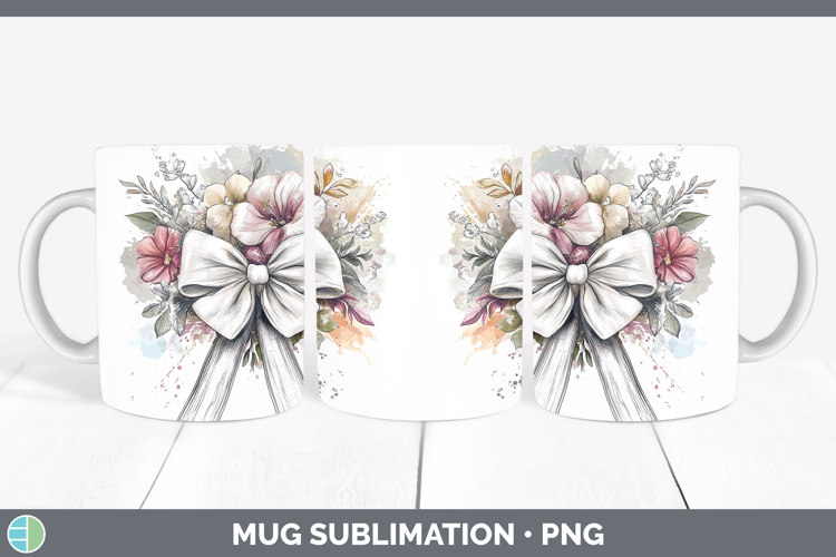 Coquette Bow White Mug Wrap Sublimation Coffee Cup Designs