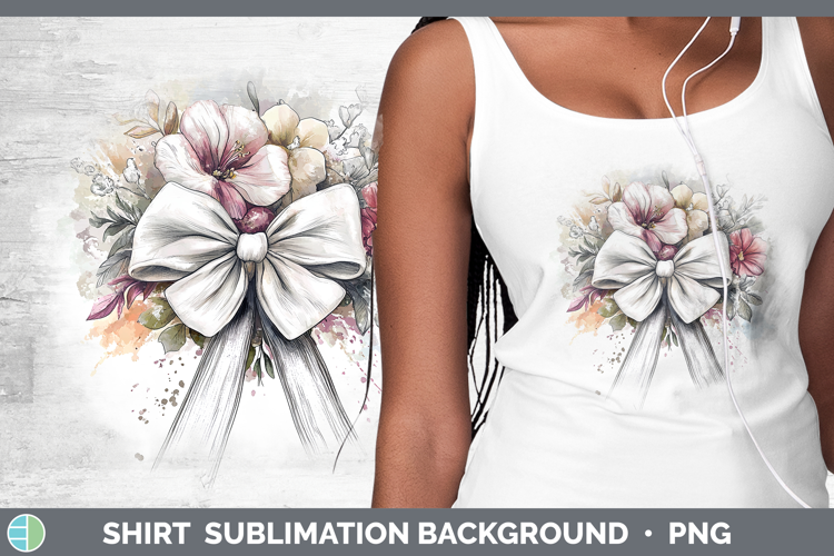 Coquette Bow White Shirt Sublimation Sublimation Background