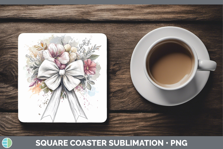 Coquette Bow White Square Coaster Sublimation Coaster Design