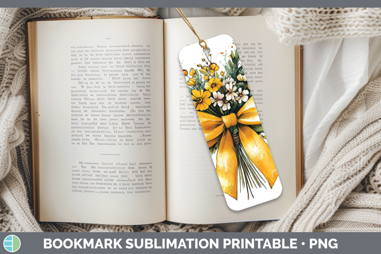 Coquette Bow Yellow Bookmark Sublimation Printable Designs