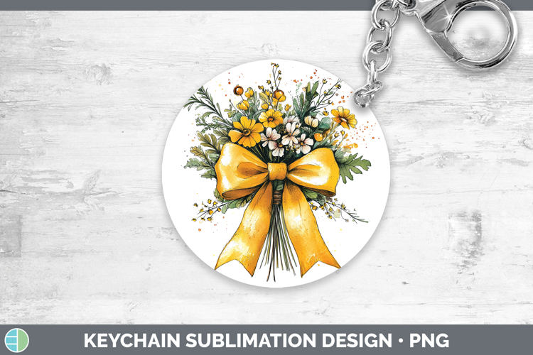 Coquette Bow Yellow Keychain Sublimation Keyring Designs