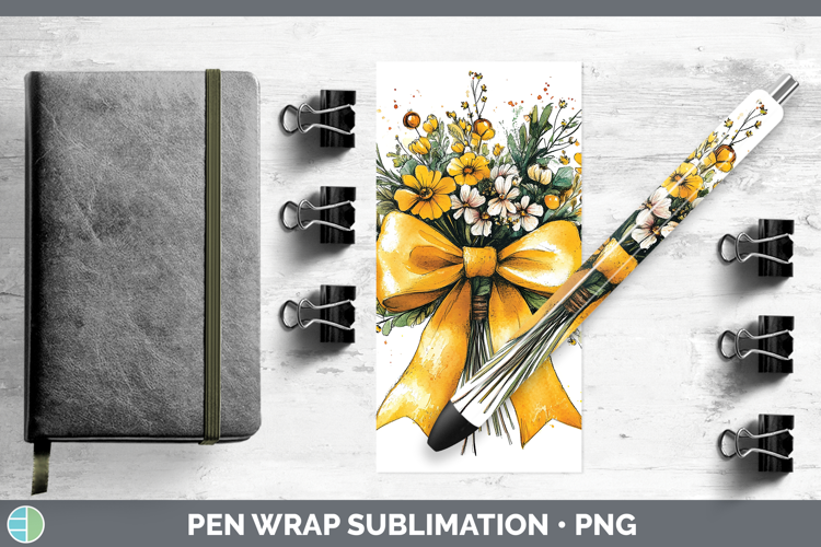 Coquette Bow Yellow Pen Wrap Sublimation Pen Designs