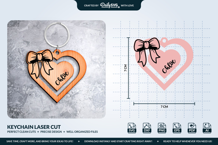 Personalized Coquette Bow Keychain SVG