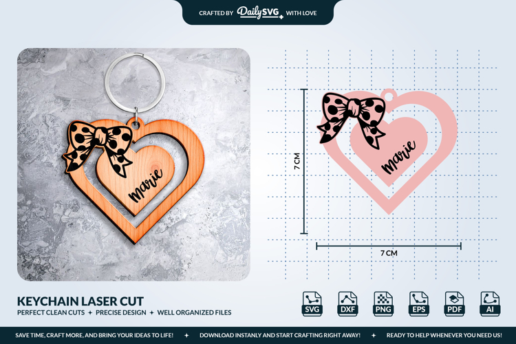Personalized Coquette Bow Keychain SVG