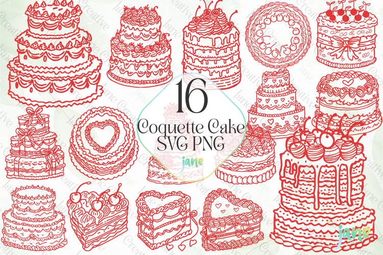 Coquette Cake SVG PNG Bundle Clipart