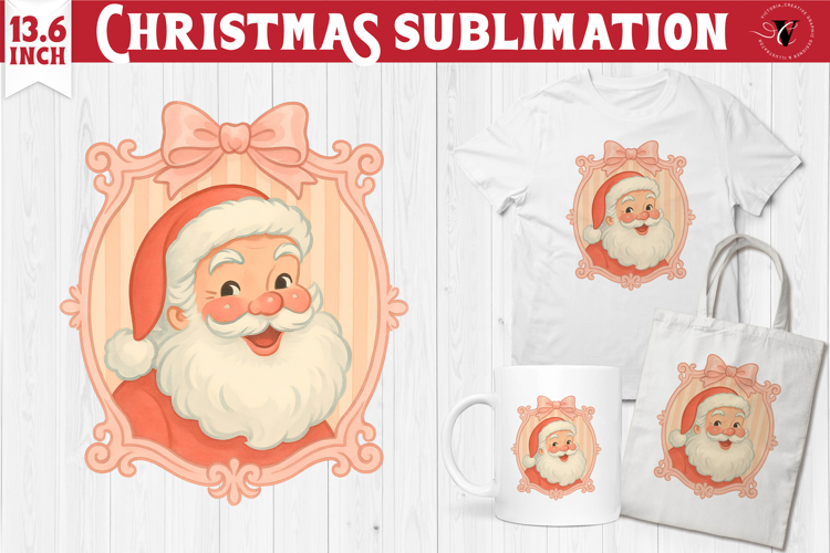 Coquette Christmas Clipart | Retro Santa sublimation