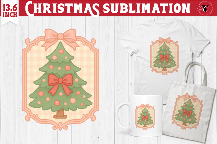 Coquette Christmas Clipart | Retro Christmas tree PNG
