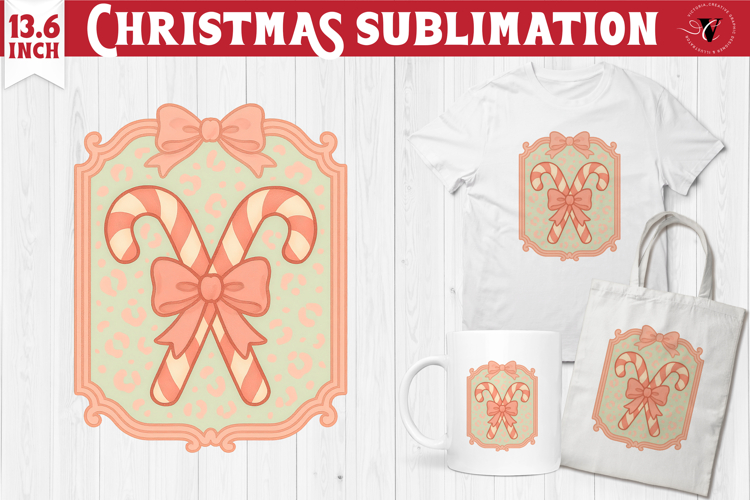 Coquette Christmas Clipart | Retro Candy canes sublimation