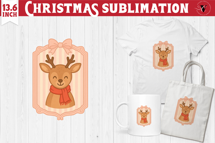 Coquette Christmas Clipart | Retro Reindeer sublimation