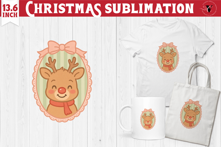 Coquette Christmas Clipart | Retro Reindeer sublimation