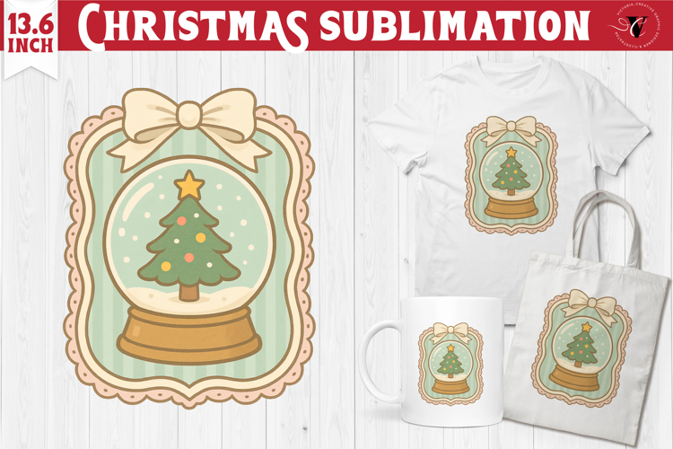 Coquette Christmas Clipart | Retro Snow globe sublimation