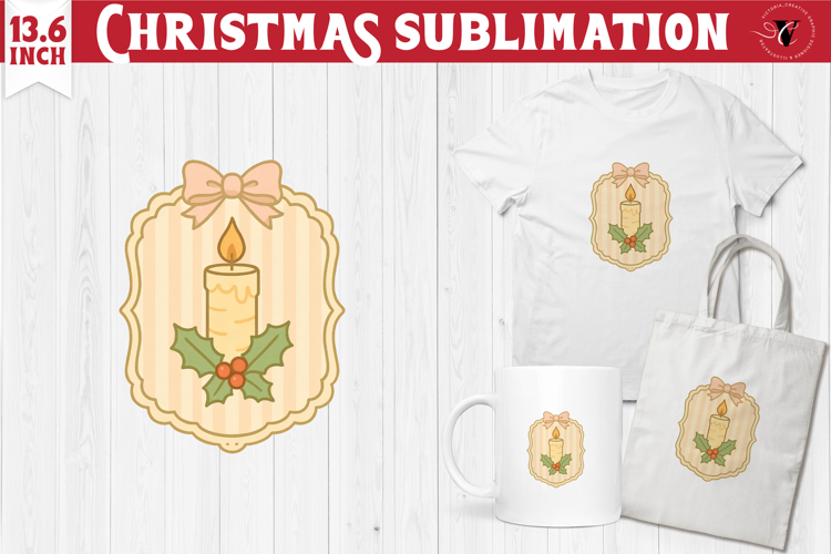 Coquette Christmas Clipart | Retro Christmas candle PNG