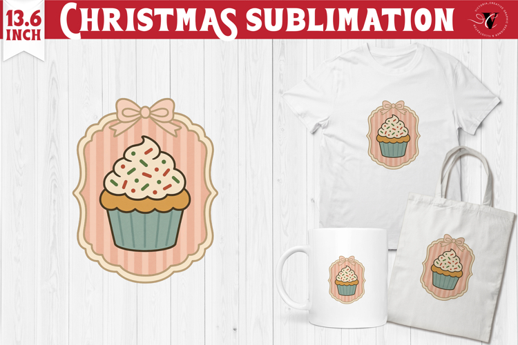 Coquette Christmas Clipart | Retro Sweet cupcake sublimation