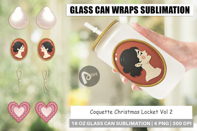 Christmas Coquette Locket Glass Can