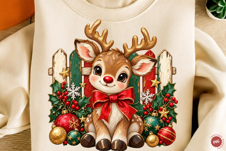 Coquette Christmas Reindeer PNG example image 1