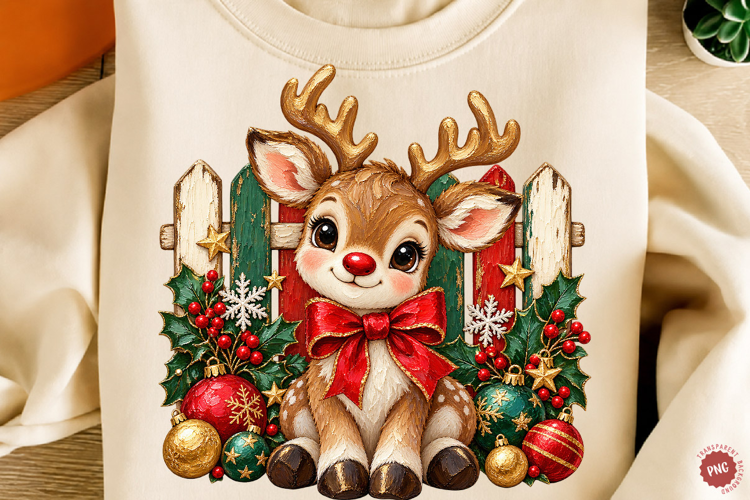 Coquette Christmas Reindeer PNG