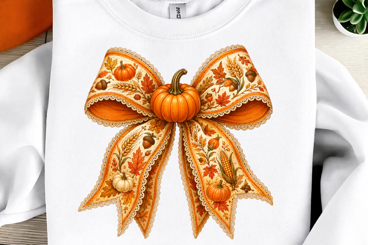 Coquette Floral Fall Pumpkin png