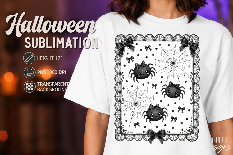 Cute Spider Lace Halloween Coquette sublimation
