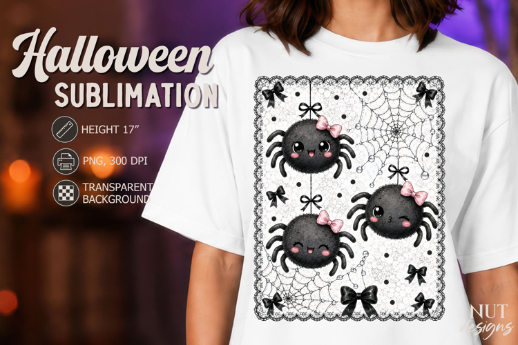 Pink Bow Spider Lace Halloween Coquette sublimation